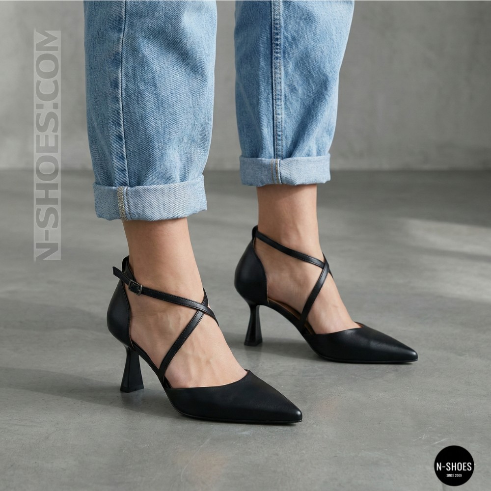 Жіночі чорні туфлі-босоніжки на стійкому каблуці французькому Fabio Monelli 212267 22a649-a288-y314ts black fm 6169