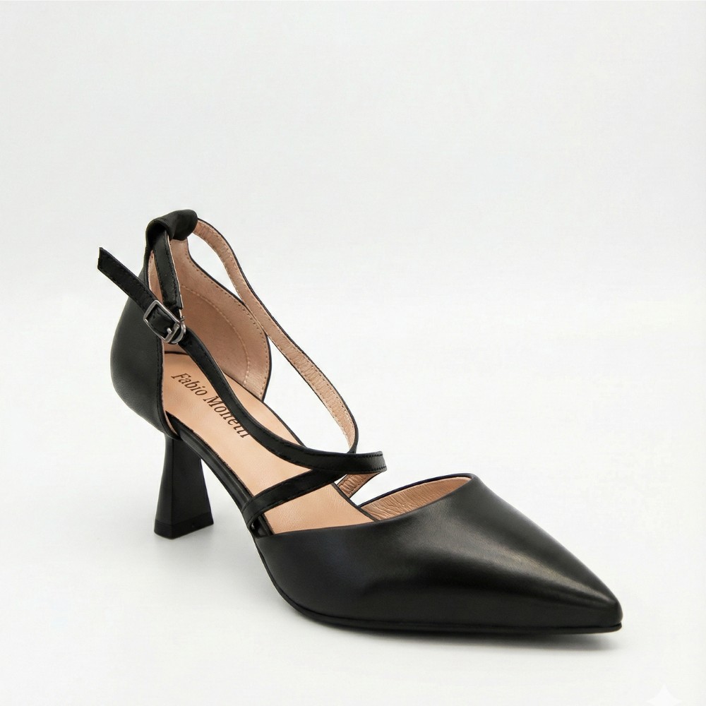 Жіночі чорні туфлі-босоніжки на стійкому каблуці французькому Fabio Monelli 212267 22a649-a288-y314ts black fm 6169