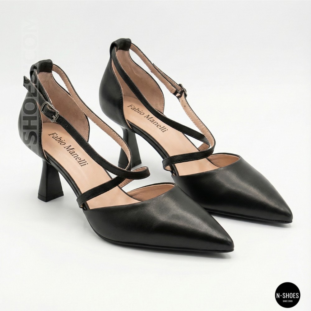 Жіночі чорні туфлі-босоніжки на стійкому каблуці французькому Fabio Monelli 212267 22a649-a288-y314ts black fm 6169