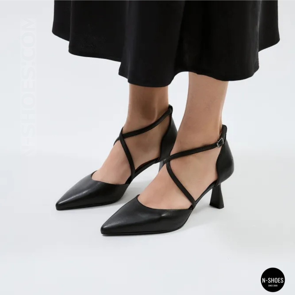 Жіночі чорні туфлі-босоніжки на стійкому каблуці французькому Fabio Monelli 212267 22a649-a288-y314ts black fm 6169