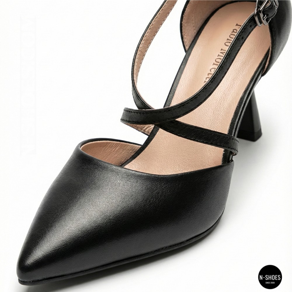 Жіночі чорні туфлі-босоніжки на стійкому каблуці французькому Fabio Monelli 212267 22a649-a288-y314ts black fm 6169