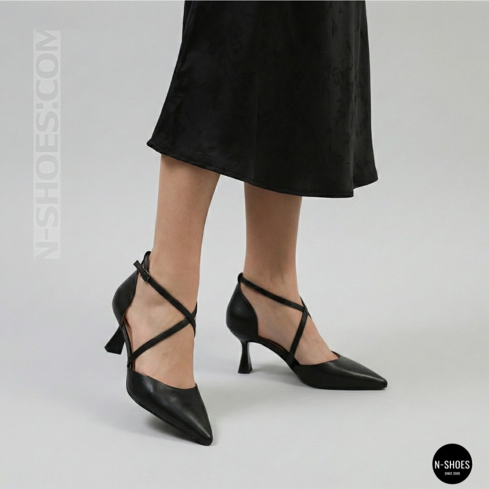 Жіночі чорні туфлі-босоніжки на стійкому каблуці французькому Fabio Monelli 212267 22a649-a288-y314ts black fm 6169