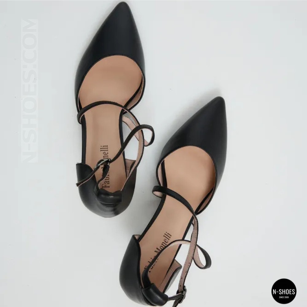 Жіночі чорні туфлі-босоніжки на стійкому каблуці французькому Fabio Monelli 212267 22a649-a288-y314ts black fm 6169