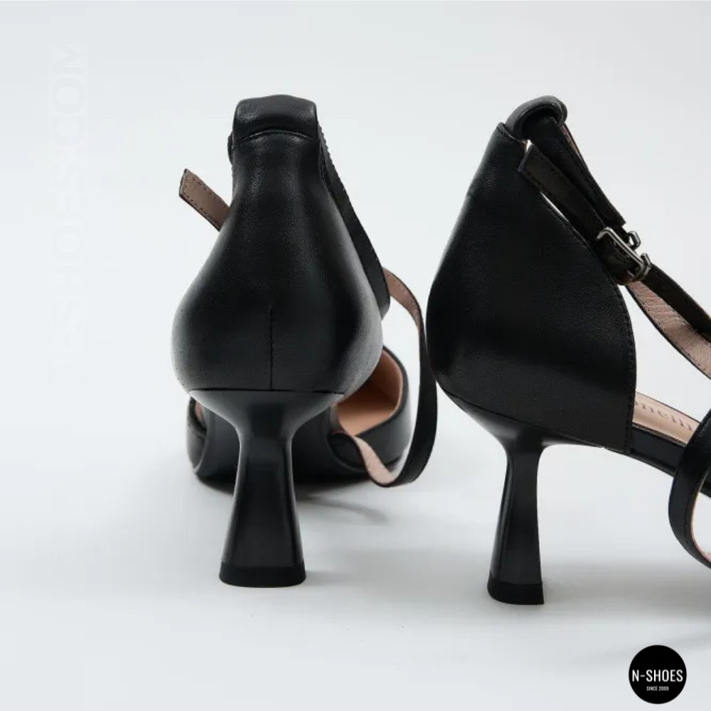 Жіночі чорні туфлі-босоніжки на стійкому каблуці французькому Fabio Monelli 212267 22a649-a288-y314ts black fm 6169