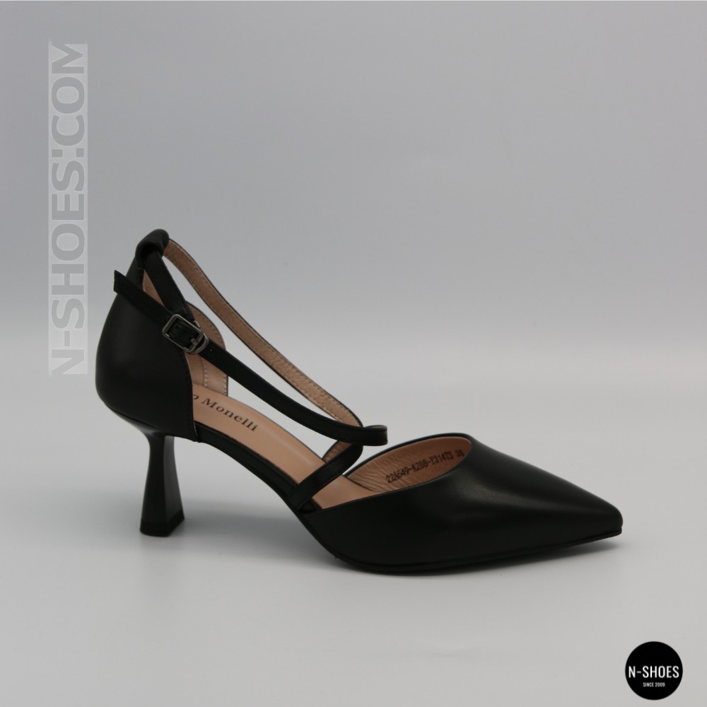 Жіночі чорні туфлі-босоніжки на стійкому каблуці французькому Fabio Monelli 212267 22a649-a288-y314ts black fm 6169