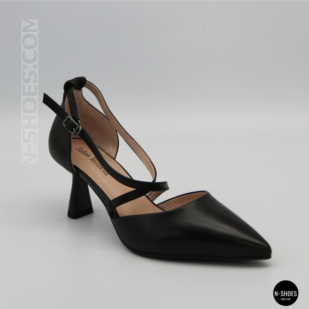 Жіночі чорні туфлі-босоніжки на стійкому каблуці французькому Fabio Monelli 212267 22a649-a288-y314ts black fm 6169