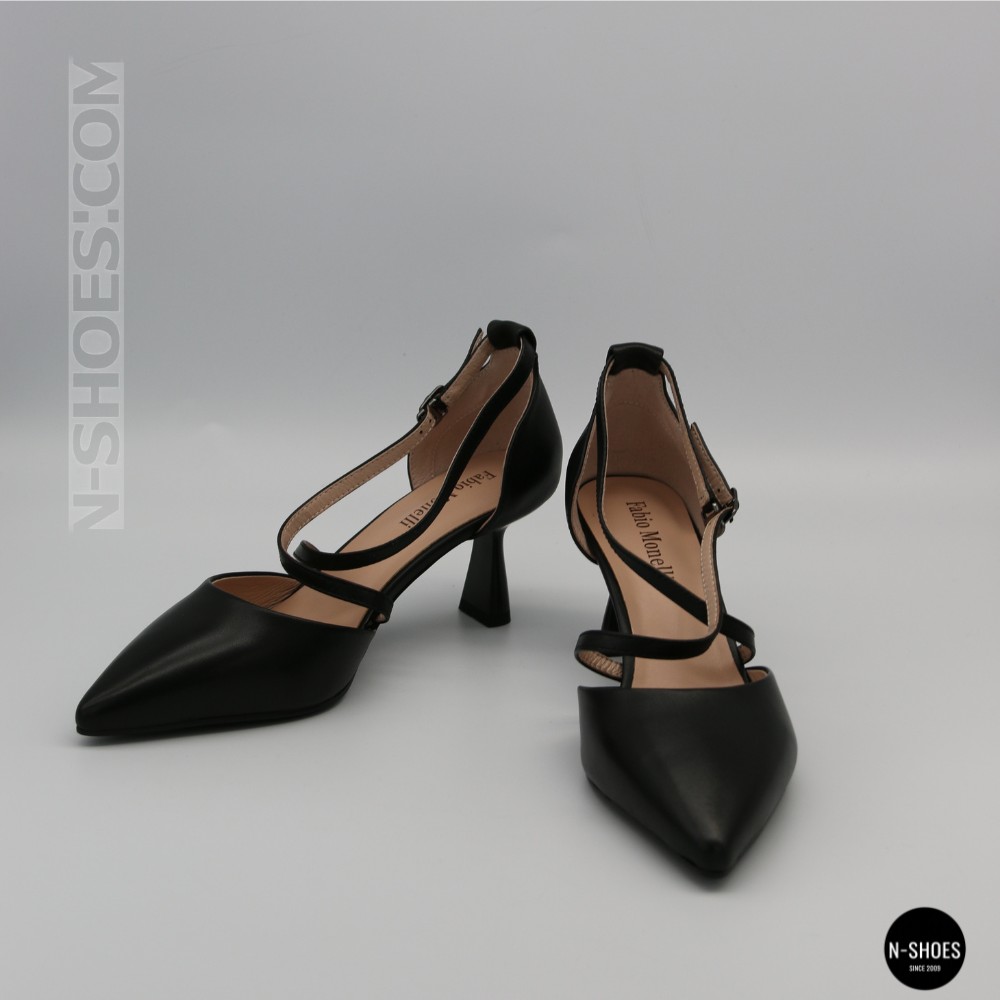 Жіночі чорні туфлі-босоніжки на стійкому каблуці французькому Fabio Monelli 212267 22a649-a288-y314ts black fm 6169