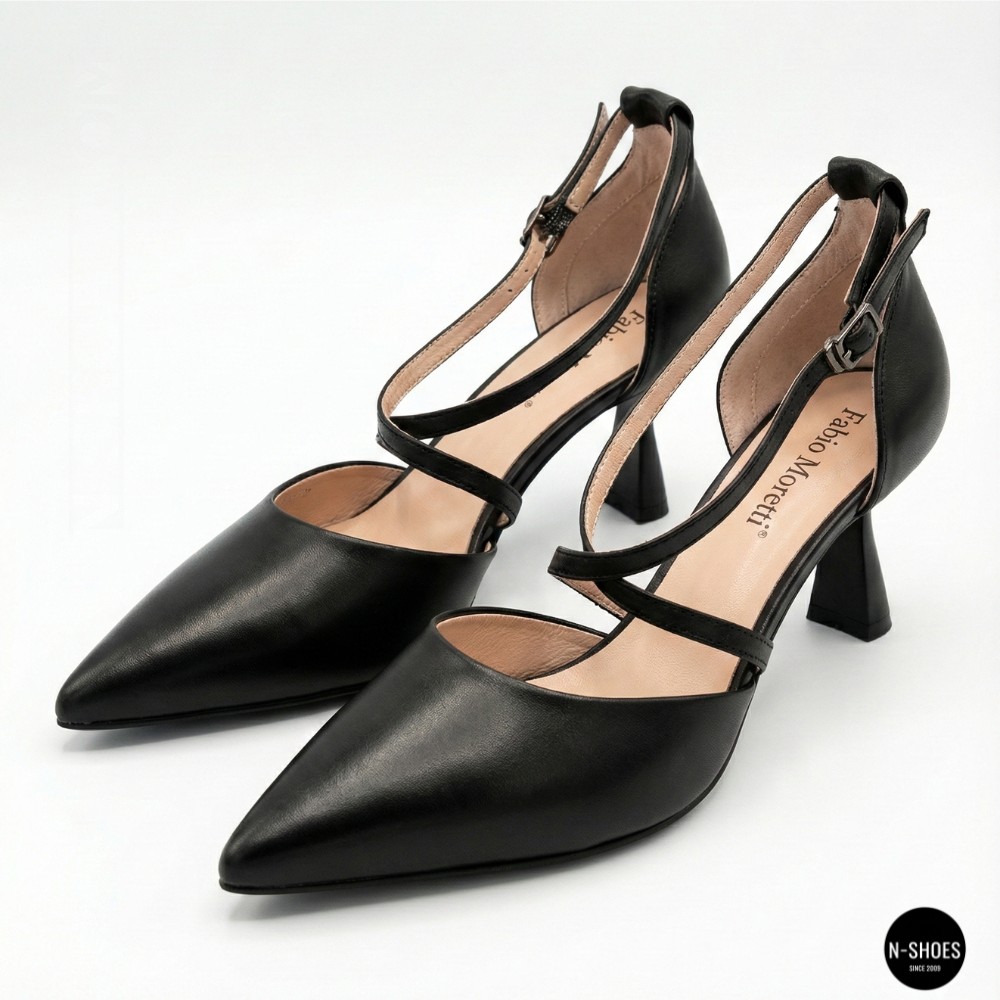 Жіночі чорні туфлі-босоніжки на стійкому каблуці французькому Fabio Monelli 212267 22a649-a288-y314ts black fm 6169