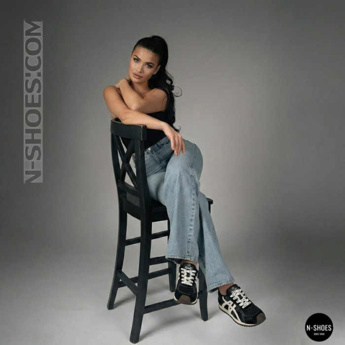Женские черные кеды Allsy 207876 1609-1 Black Lonza 212543 6170 в стиле Onitsuka Tiger Mexico 66