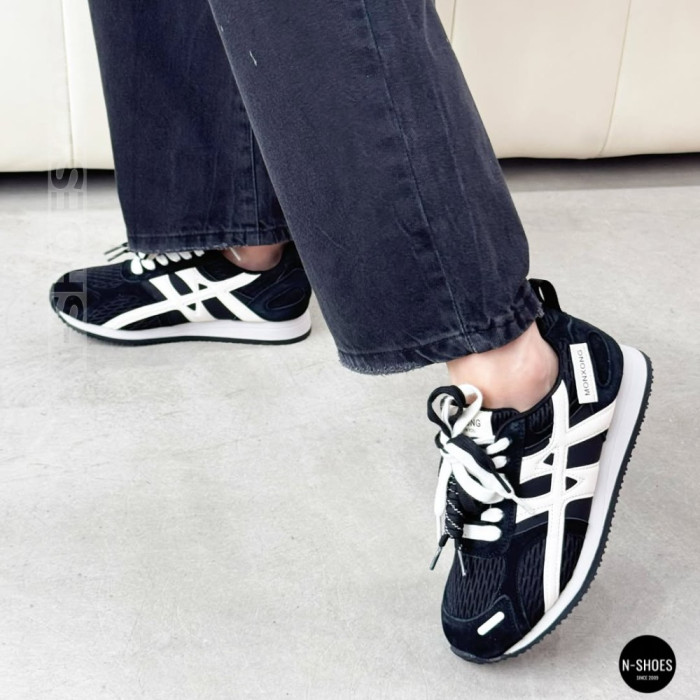 Женские черные кеды Allsy 207876 1609-1 Black Lonza 212543 6170 в стиле Onitsuka Tiger Mexico 66