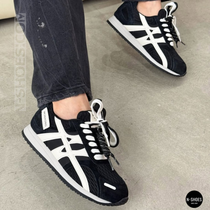 Женские черные кеды Allsy 207876 1609-1 Black Lonza 212543 6170 в стиле Onitsuka Tiger Mexico 66
