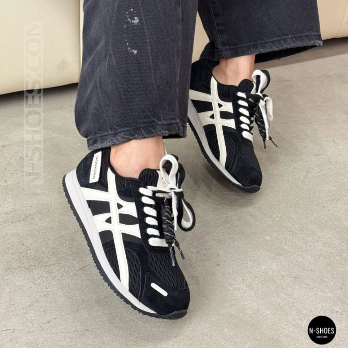 Женские черные кеды Allsy 207876 1609-1 Black Lonza 212543 6170 в стиле Onitsuka Tiger Mexico 66