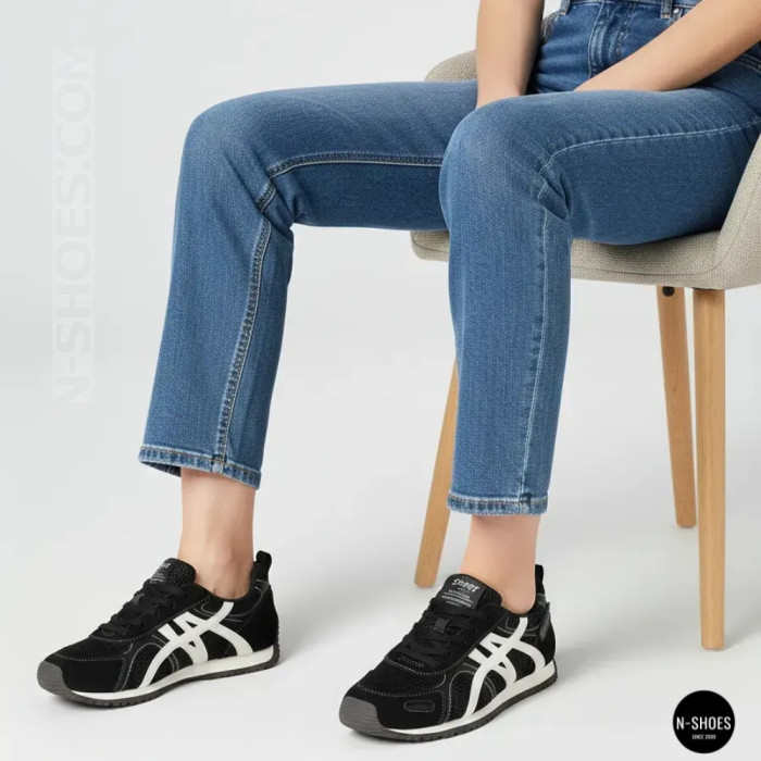 Женские черные кеды Allsy 207876 1609-1 Black Lonza 212543 6170 в стиле Onitsuka Tiger Mexico 66