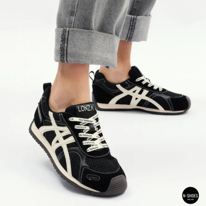 Женские черные кеды Allsy 207876 1609-1 Black Lonza 212543 6170 в стиле Onitsuka Tiger Mexico 66