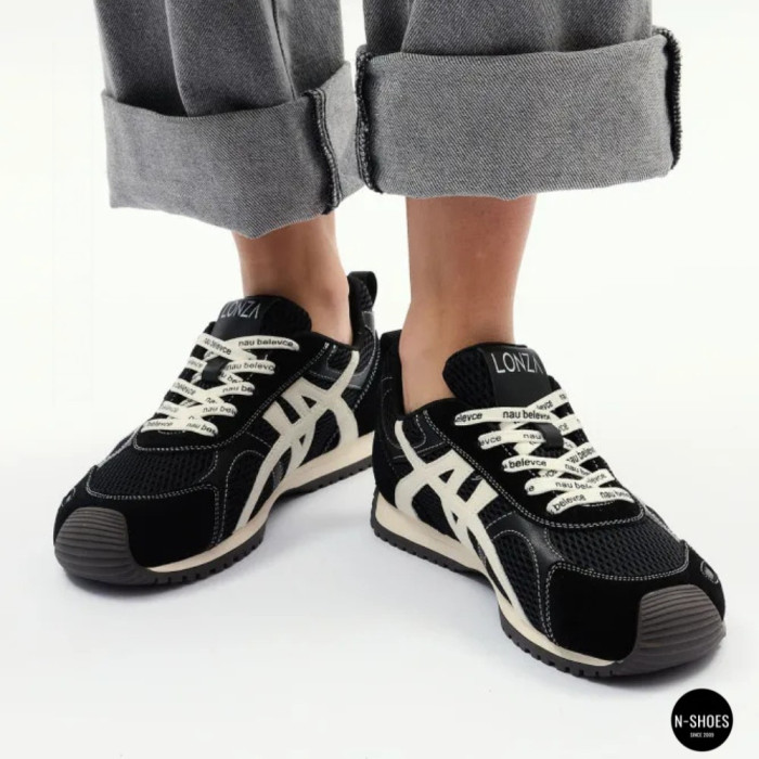 Женские черные кеды Allsy 207876 1609-1 Black Lonza 212543 6170 в стиле Onitsuka Tiger Mexico 66