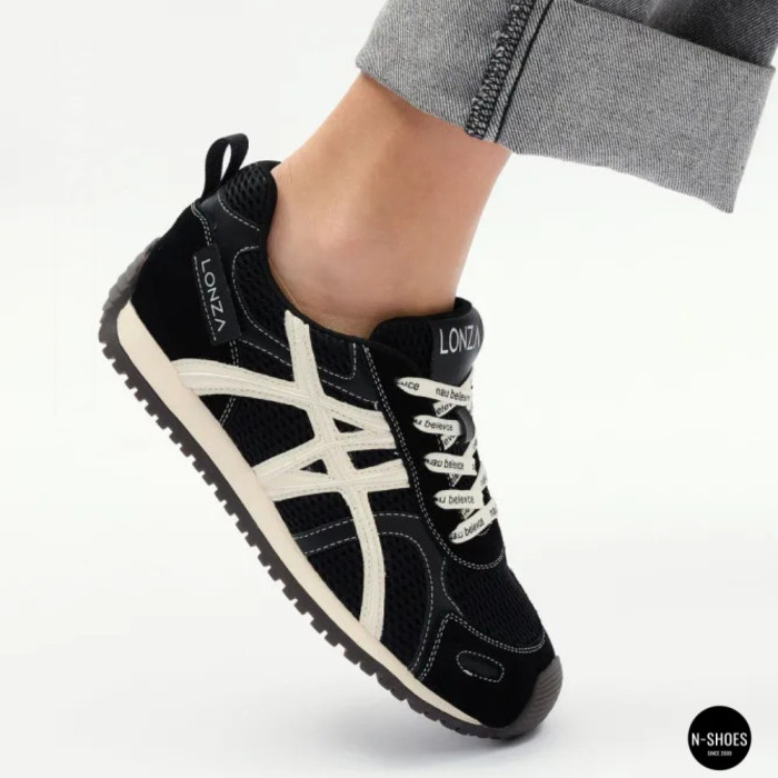 Женские черные кеды Allsy 207876 1609-1 Black Lonza 212543 6170 в стиле Onitsuka Tiger Mexico 66