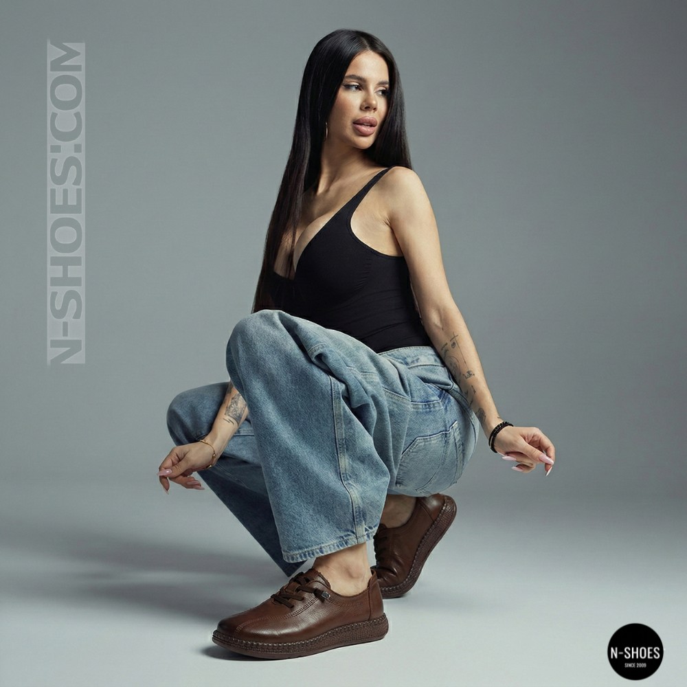 Жіночі коричневі кеди-мокасини Allsy 207744 q1-01-3 Brown 6171