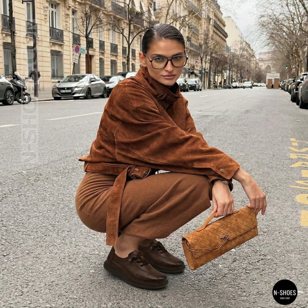 Жіночі коричневі кеди-мокасини Allsy 207744 q1-01-3 Brown 6171