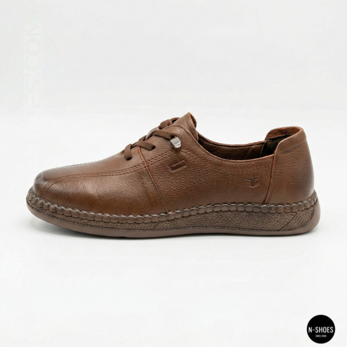 Women's Brown Leather Moccasin-Sneakers Allsy 207744 q1-01-3 6171
