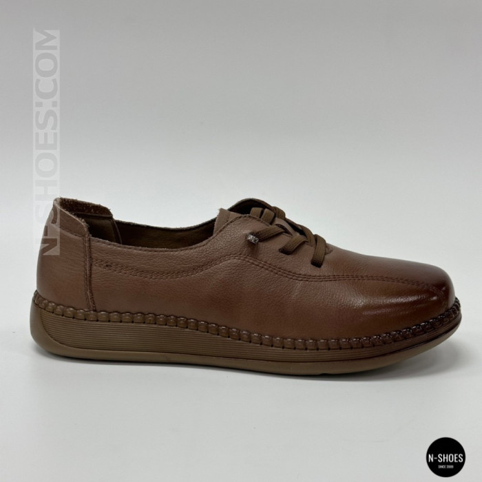Women's Brown Leather Moccasin-Sneakers Allsy 207744 q1-01-3 6171