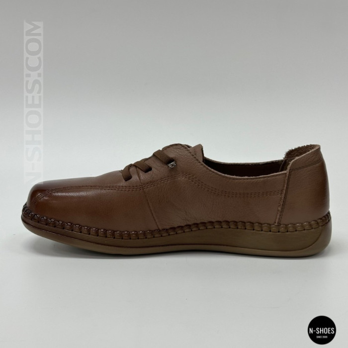 Women's Brown Leather Moccasin-Sneakers Allsy 207744 q1-01-3 6171