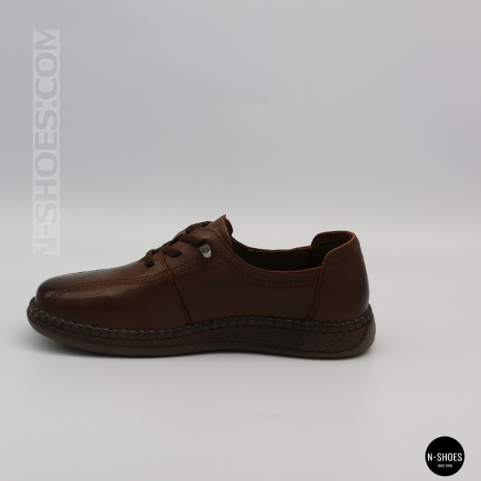 Women's Brown Leather Moccasin-Sneakers Allsy 207744 q1-01-3 6171