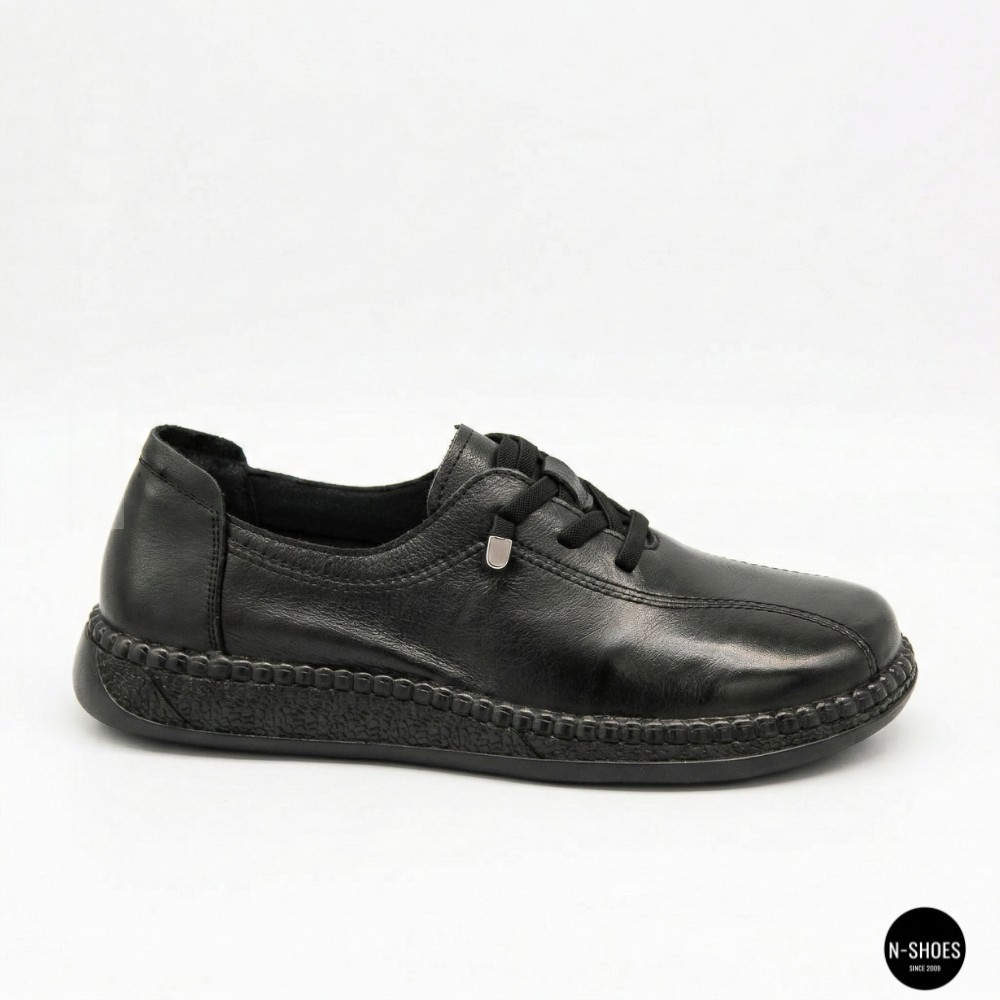 Жіночі чорні шкіряні кеди-мокасини Allsy 207743 q1-01-2 Black 6172