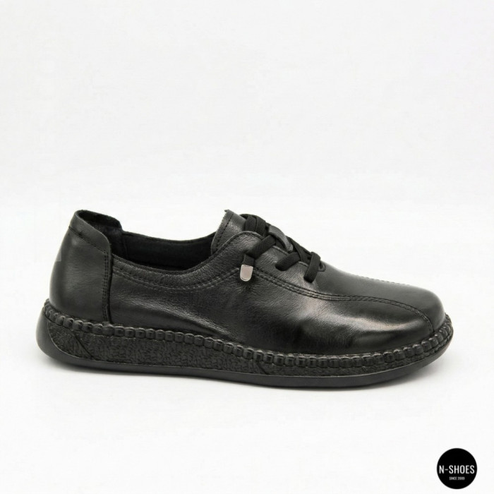 Women's Black Leather Moccasin Sneakers Allsy 207743 q1-01-2 Black 6172