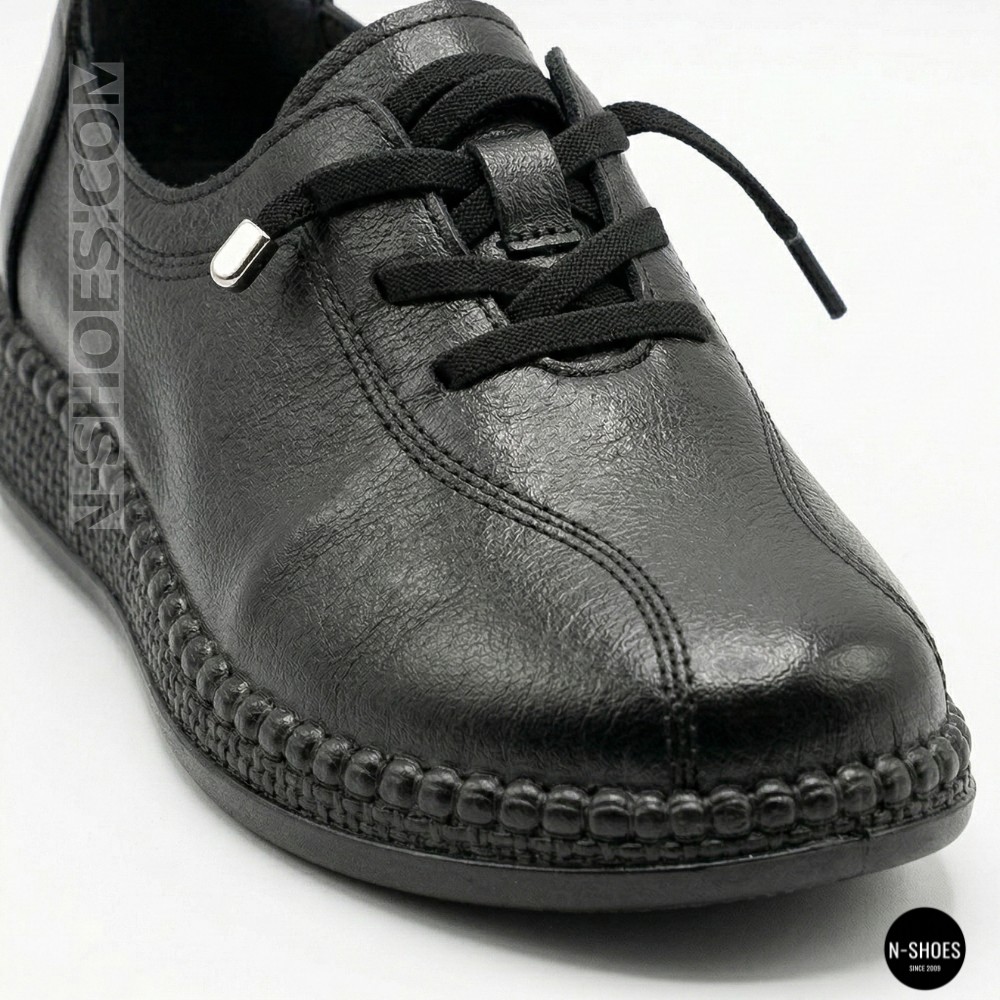 Жіночі чорні шкіряні кеди-мокасини Allsy 207743 q1-01-2 Black 6172