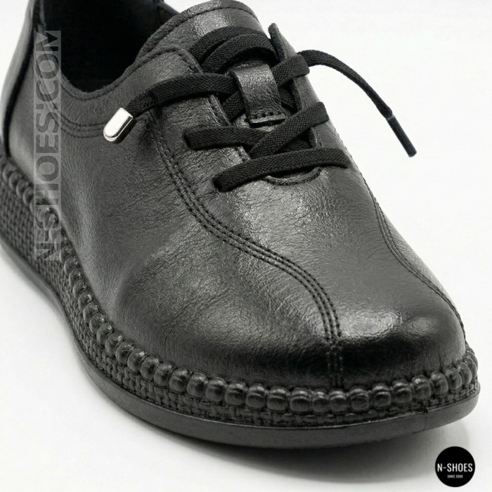 Women's Black Leather Moccasin Sneakers Allsy 207743 q1-01-2 Black 6172