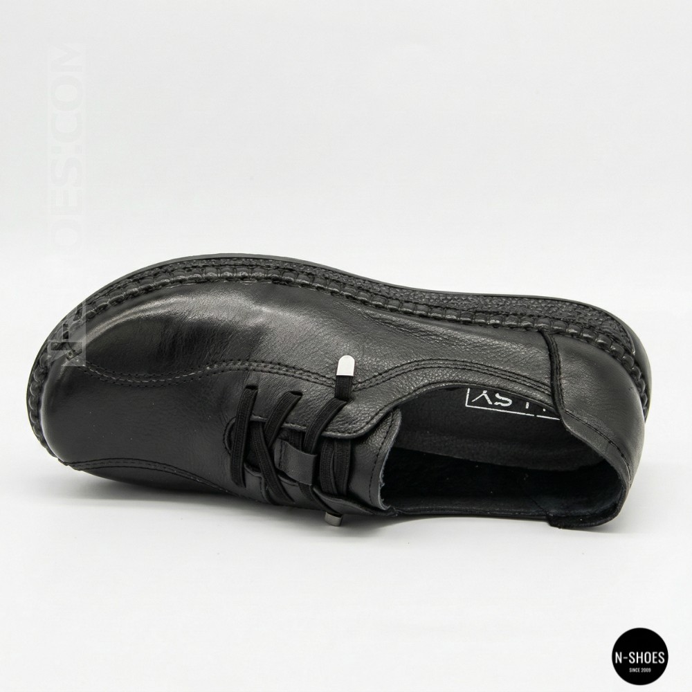 Жіночі чорні шкіряні кеди-мокасини Allsy 207743 q1-01-2 Black 6172