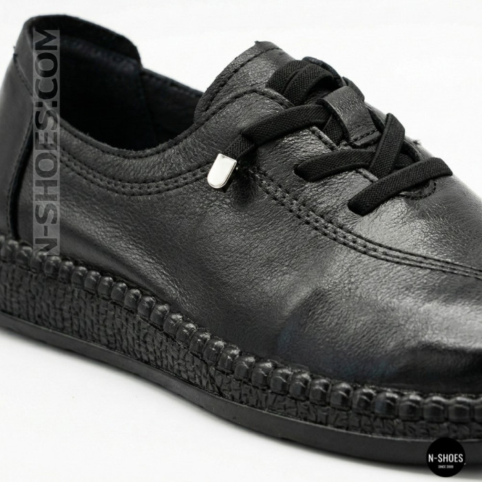 Women's Black Leather Moccasin Sneakers Allsy 207743 q1-01-2 Black 6172