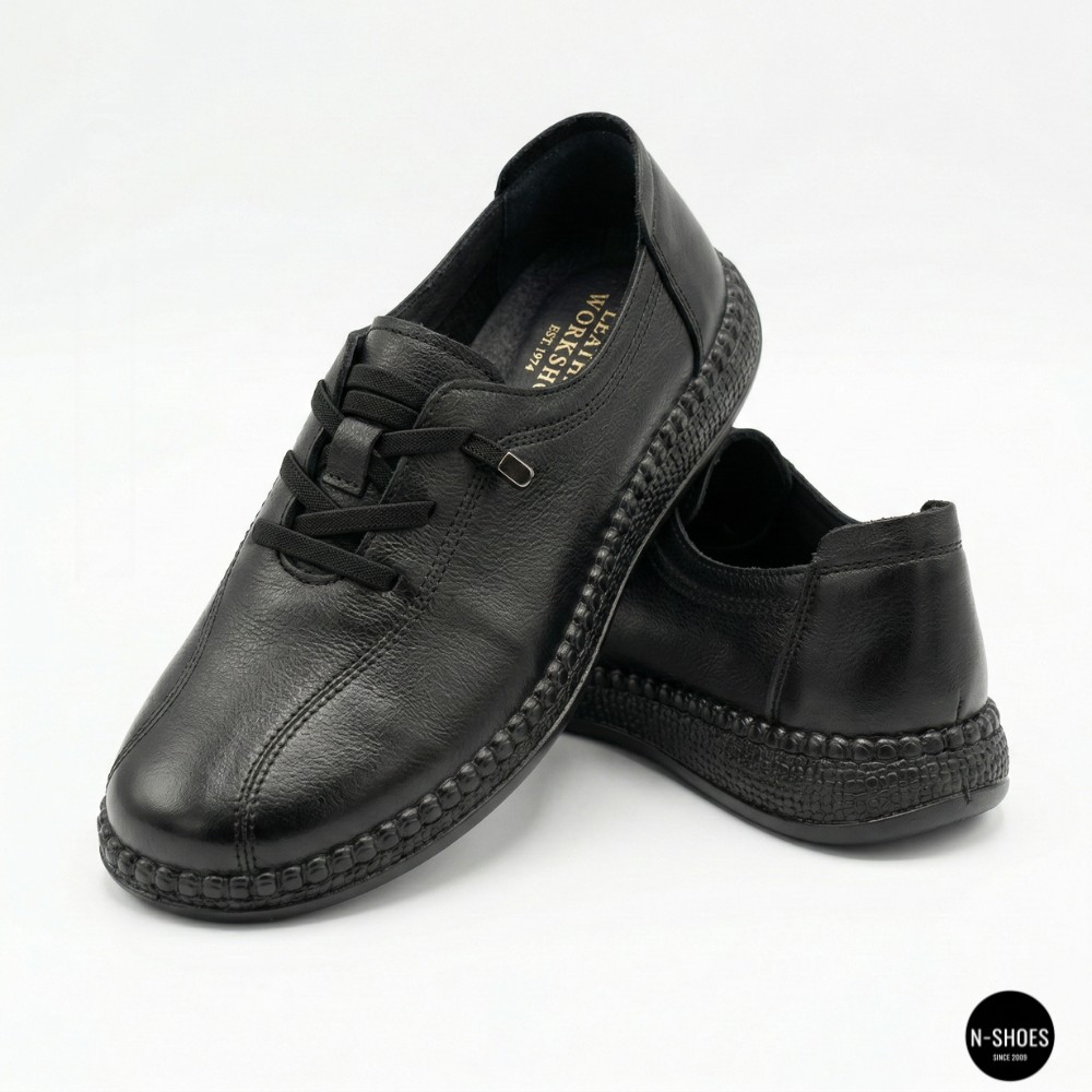 Жіночі чорні шкіряні кеди-мокасини Allsy 207743 q1-01-2 Black 6172