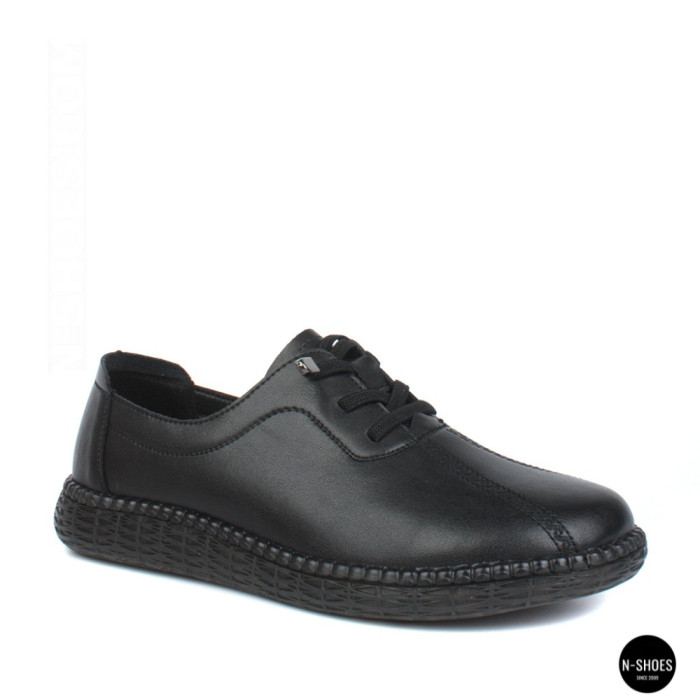 Women's Black Leather Moccasin Sneakers Allsy 207743 q1-01-2 Black 6172