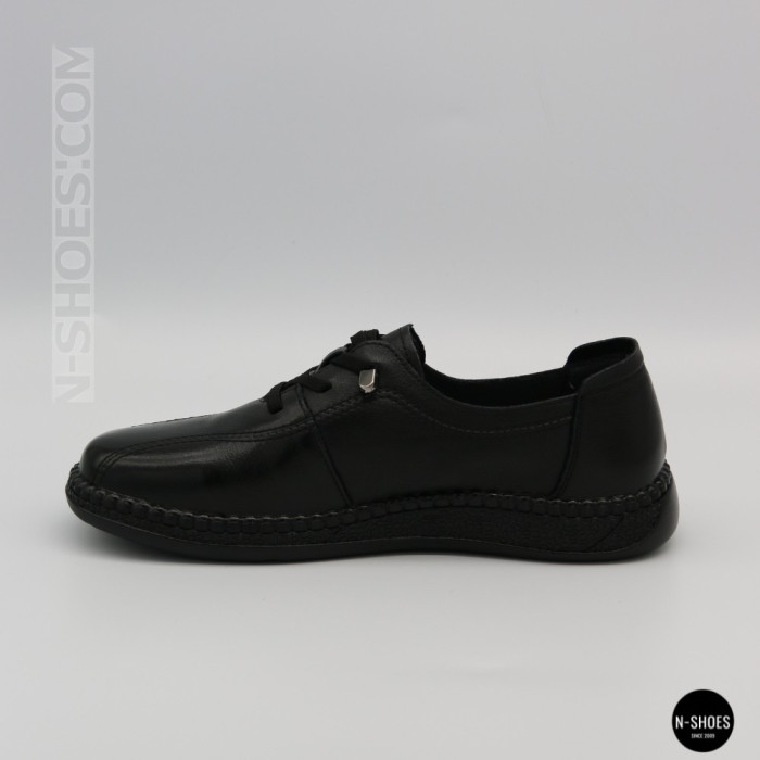 Women's Black Leather Moccasin Sneakers Allsy 207743 q1-01-2 Black 6172