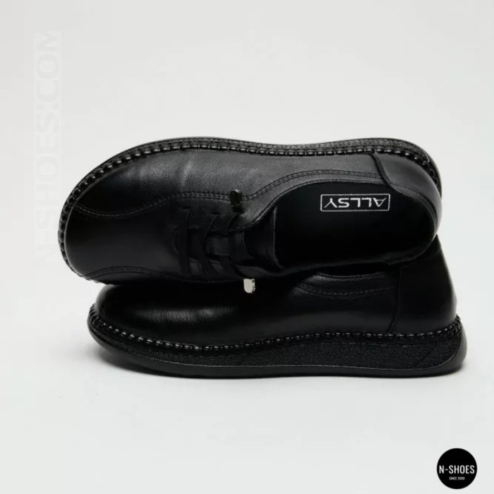 Women's Black Leather Moccasin Sneakers Allsy 207743 q1-01-2 Black 6172