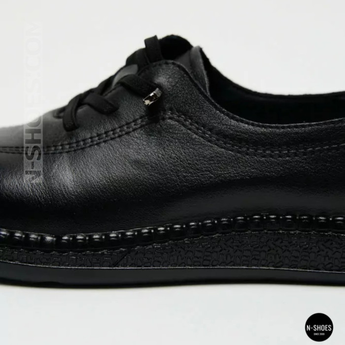Women's Black Leather Moccasin Sneakers Allsy 207743 q1-01-2 Black 6172