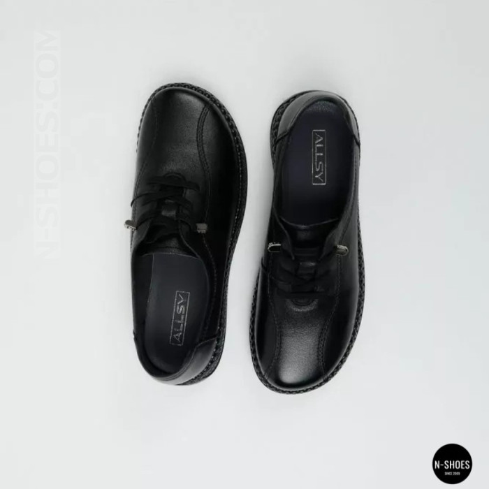Women's Black Leather Moccasin Sneakers Allsy 207743 q1-01-2 Black 6172