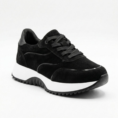 Women's black suede Romax Comfort 1361-4v 6173 sneakers, demi-season, wedge heel, in the style of Reebok Classic Ripple
