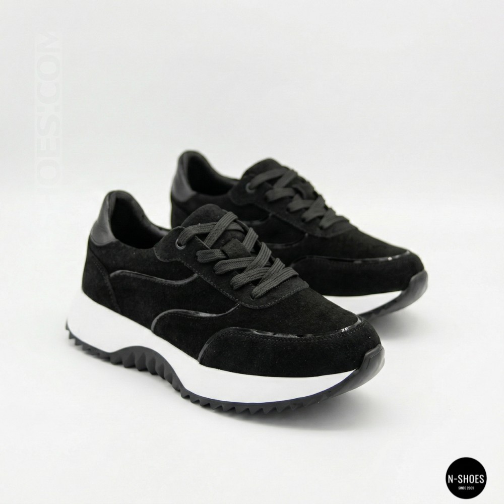 Женские черные замшевые кроссовки на танкетке Romax Comfort 1361-4v 6173