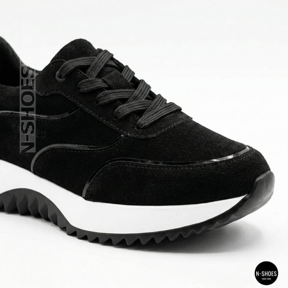 Женские черные замшевые кроссовки на танкетке Romax Comfort 1361-4v 6173