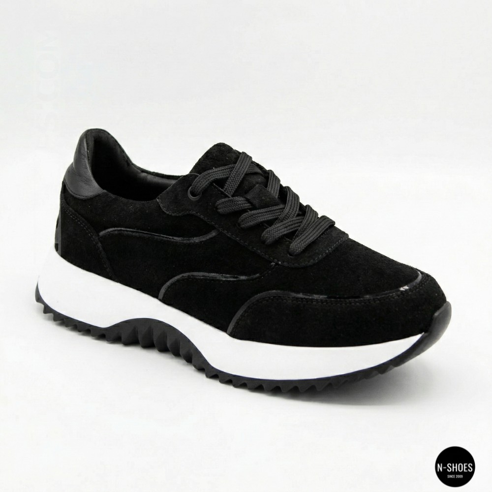 Женские черные замшевые кроссовки на танкетке Romax Comfort 1361-4v 6173