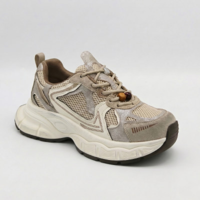 Женские трендовые кроссовки на платформе Allsy 211243 25z51d2792-1 lonza beige 6175 бежевые в стиле Balenciaga Runner
