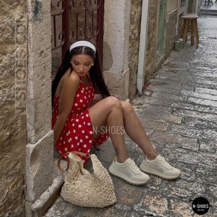 Comfortable Platform Sneakers Allsy 207015 zy2501-2 milk-beige 6176