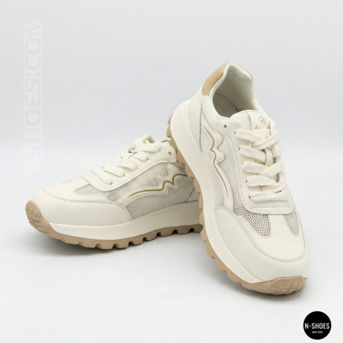 Комфортные кроссовки на платформе Allsy 207015 zy2501-2 lonza milk-beige 6176