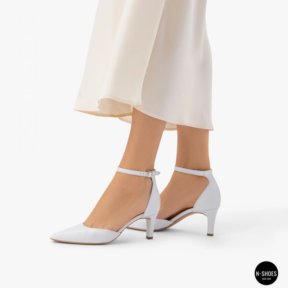 Класичні білі туфлі Ryłko (Польща) SHARON 6ZKS8_T_ _5SRF 6177 на ремінці