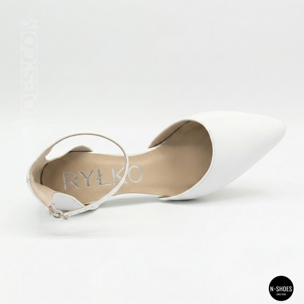 Класичні білі туфлі Ryłko (Польща) SHARON 6ZKS8_T_ _5SRF 6177 на ремінці