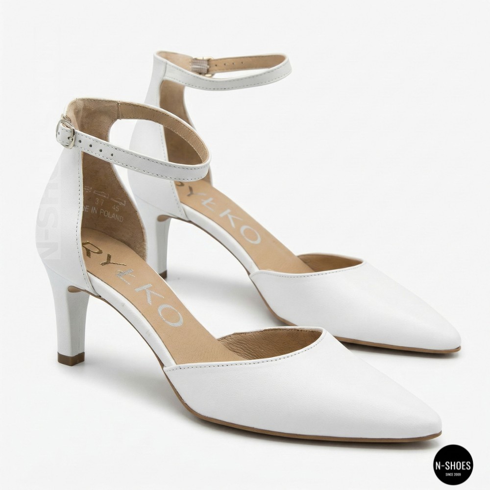 Класичні білі туфлі Ryłko (Польща) SHARON 6ZKS8_T_ _5SRF 6177 на ремінці