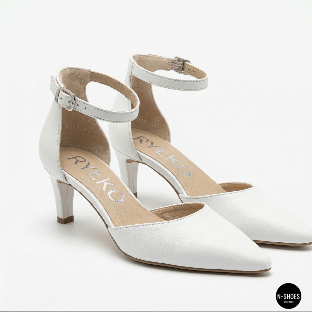 Класичні білі туфлі Ryłko (Польща) SHARON 6ZKS8_T_ _5SRF 6177 на ремінці