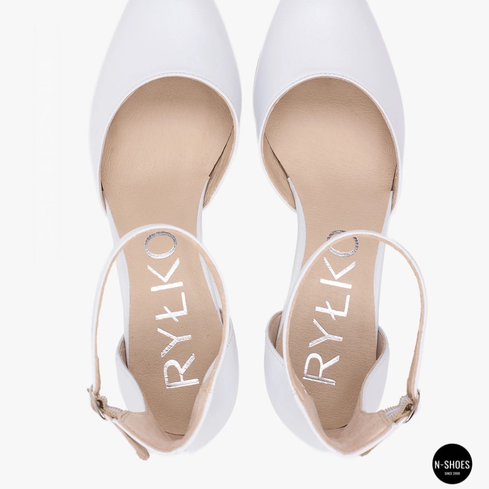 Класичні білі туфлі Ryłko (Польща) SHARON 6ZKS8_T_ _5SRF 6177 на ремінці